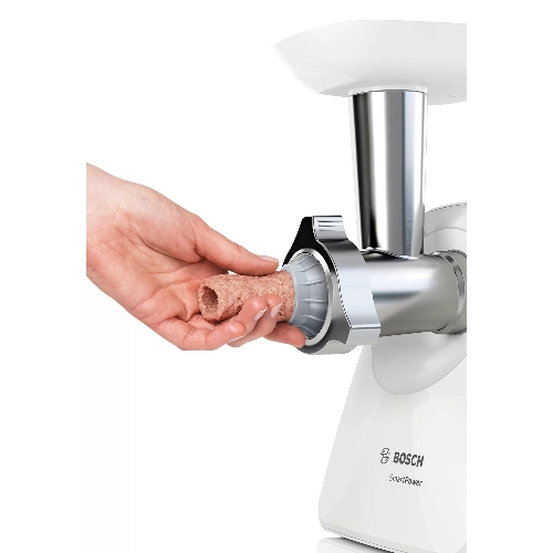 Мясорубка электрическая Bosch MFW2520W белый, 1500 Вт, 1.7 кг/мин, насадки - 4