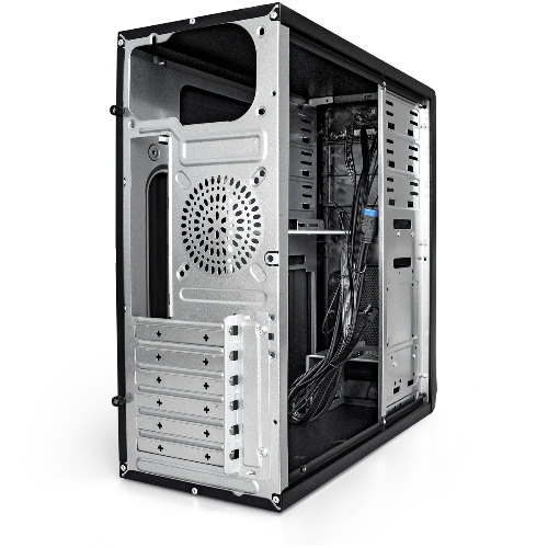 Компьютерный корпус Miditower ExeGate CP-603-UNS400 (ATX, БП UNS400 с вент. 12см, 2хUSB, аудио, черный)
