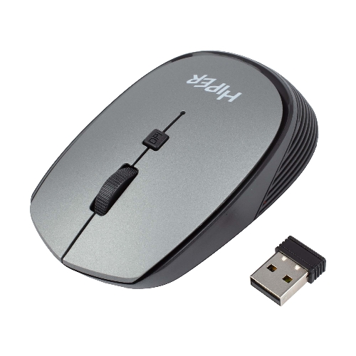 Мышь беспроводная HIPER HOMW-081 серый, 1600 dpi, радиоканал, USB, кнопки - 4
