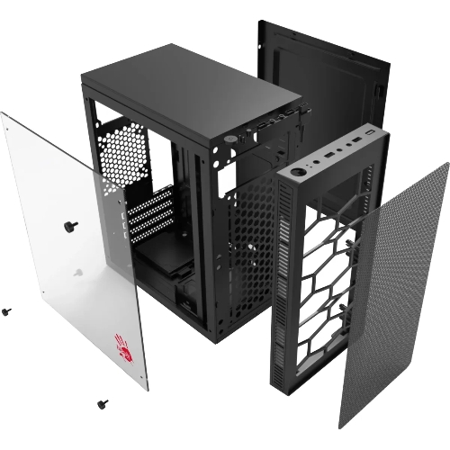 Компьютерный корпус Bloody BD-CC101 черный без БП mATX 1x80мм 1x92мм 2x120мм 2xUSB 2.0 1xUSB 3.0 audio