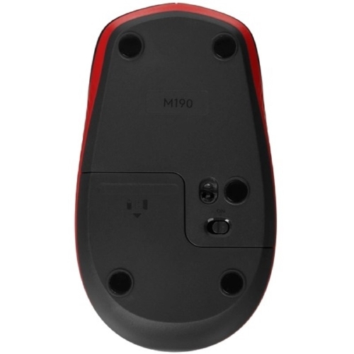 Мышь беспроводная Logitech M190 черный/красный, 1000 dpi, радиоканал, USB, кнопки - 3