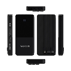 Портативный аккумулятор Maxvi PB10-09 10000 мАч, 2A USB + кабели: Type-C/Lightning/MicroUSB