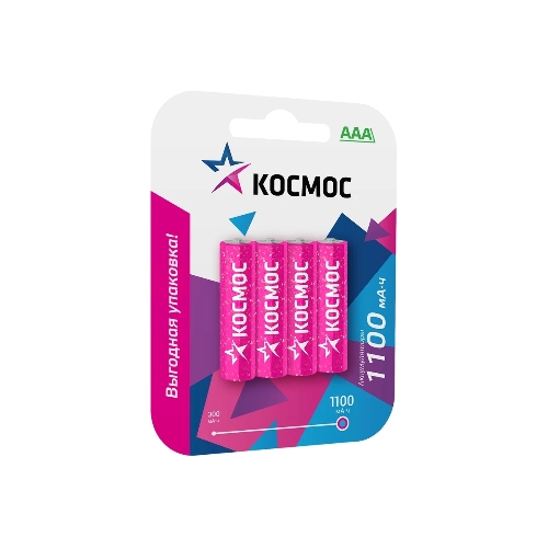 Аккумулятор Космос AAA/R03 Ni-MH 1100 мАч (блист.4шт)