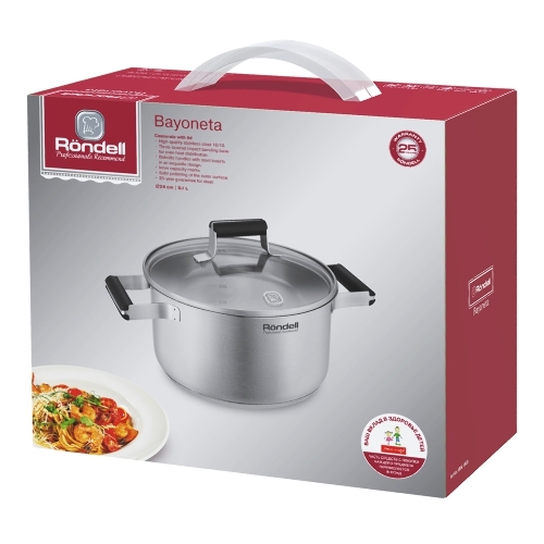 Кастрюля Rondell Bayoneta RDS-1808 5.1 л. d=24 см (с крышкой) стальной