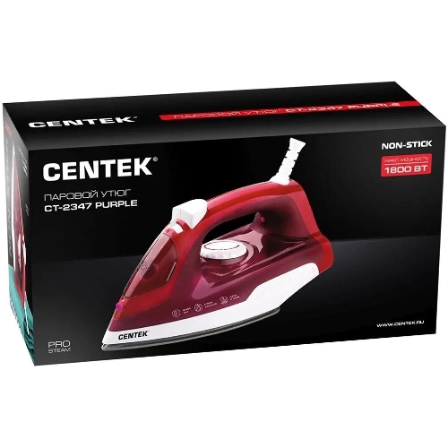 Утюг Centek СТ-2347 пурпурный/белый, 1800 Вт, 20 г/мин, 80 г/мин, 200 мл