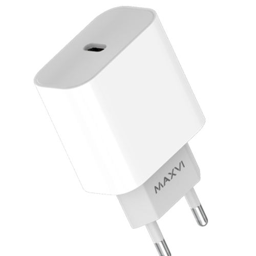 Сетевое зарядное устройство Maxvi CHL-601PD 18W, 3A, QC 3.0, PD 3.0, 1xUSB-C, белый