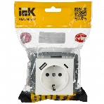 Розетка 1-местная IEK BRITE РЮш11-1-БрБ (BR-R14-16-U22-018-K01) с заземлением, с защитными шторками, 16А, с USB A+C 18 Вт, белый
