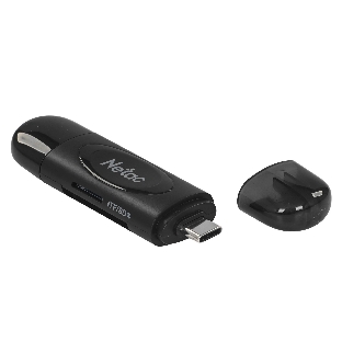 Кард-ридер Netac WK14/черный/SD/SDHC/SDXC/microSD/microSDHC/microSDXC/USB 3.0/USB Type-C/пластик