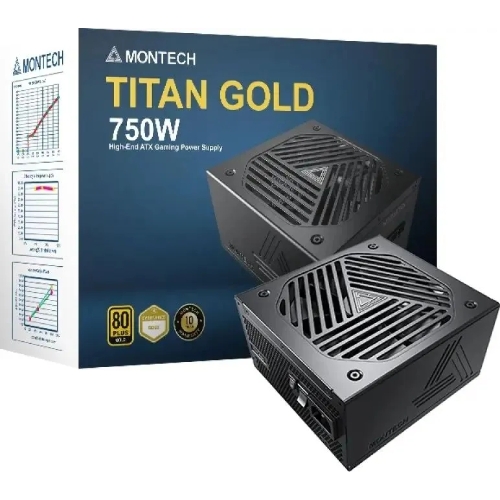 Блок питания Montech TITAN GOLD Gen.5 (TITAN GOLD 750 TIS0123), 750 Вт, 80 PLUS GOLD, 135 мм, модульный, черный