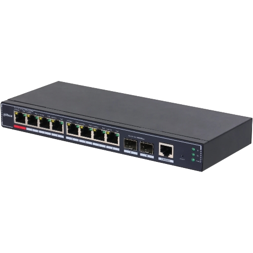 Коммутатор Dahua DH-SG4010P-2F, 8×1 Гбит/с + 2×1 Гбит/с SFP, управляемый