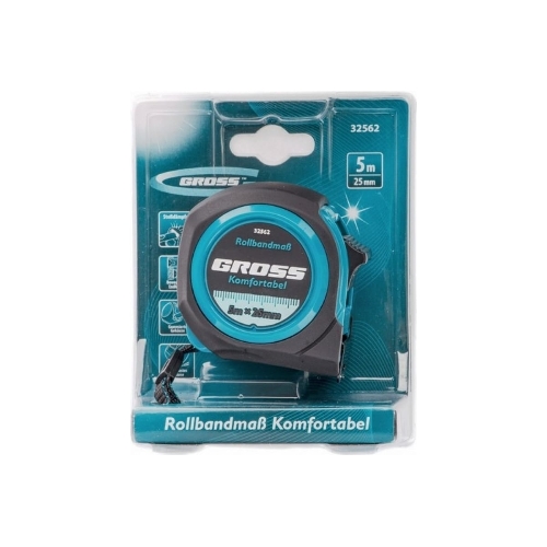 Рулетка Gross Komfortabel, 5 м х 25 мм, обрезиненный корпус