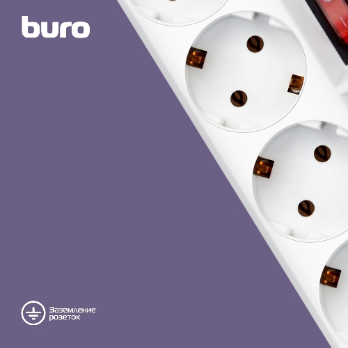 Сетевой фильтр Buro 500SH-1.8-SW-W 1.8 м, 5 розеток, белый, коробка