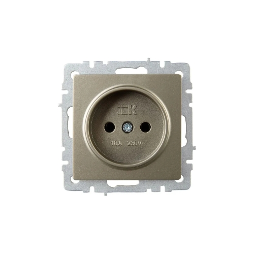 Розетка 1-местная IEK BRITE РС10-1-0-БрШ (BR-R10-10-K37) 10А, без заземления, без защитных шторок, шампань
