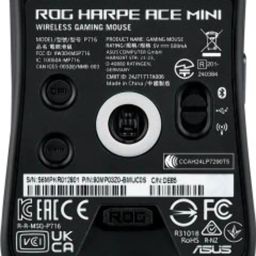 Мышь беспроводная ASUS ROG Harpe Ace Mini черный, 42000 dpi, радиоканал, Bluetooth, USB, кнопки - 5