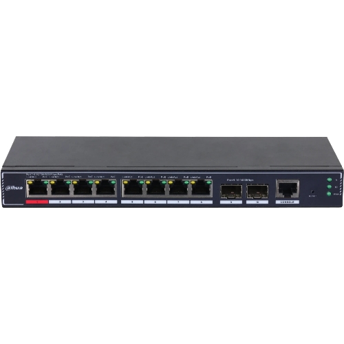 Коммутатор Dahua DH-SG4010P-2F, 8×1 Гбит/с + 2×1 Гбит/с SFP, управляемый