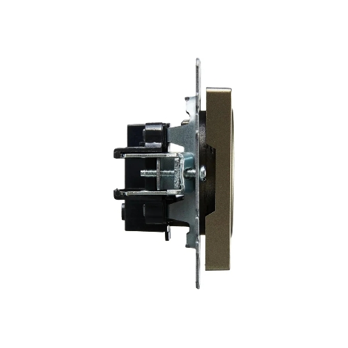 Розетка 1-местная IEK BRITE РС10-1-0-БрШ (BR-R10-10-K37) 10А, без заземления, без защитных шторок, шампань