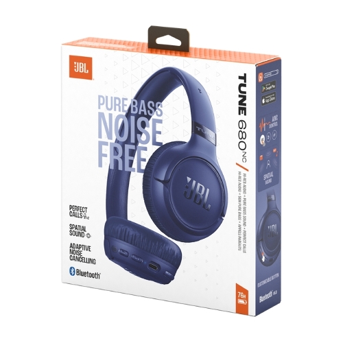 Беспроводные/проводные наушники JBL Tune 680NC синий, накладные, Bluetooth + проводной, адаптивное шумоподавление