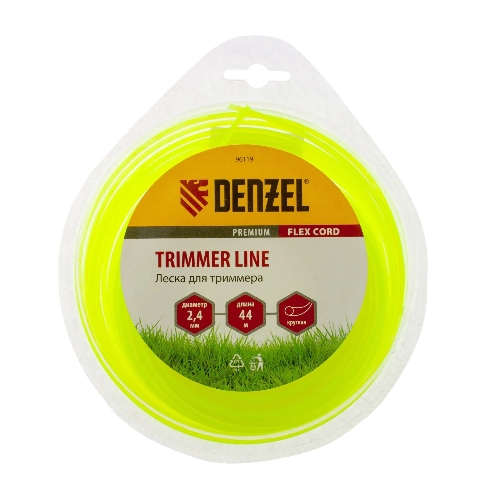 Леска для триммера Denzel круглая 2,4 мм х 44 м, блистер FLEX CORD