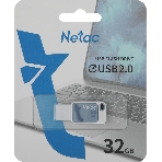 Флешка USB Netac UA31 (NT03UA31N-032G-20BL), 32Gb, USB 2.0, R/W 110/45, синий/белый