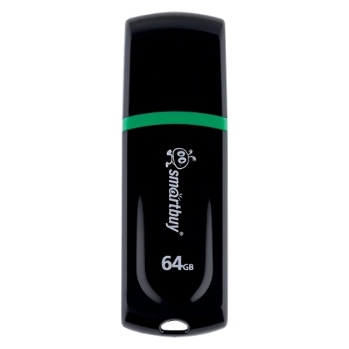 Флешка USB SmartBuy Paean Black (SB64GbPN-K), 64Gb, USB 2.0, R/W 25/15, черный/зеленый