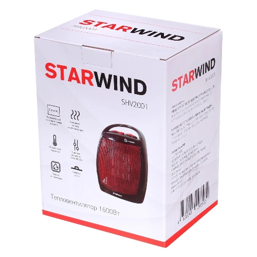 Тепловентилятор Starwind SHV2001, черный/красный, 1600 Вт, 15 м2, термостат