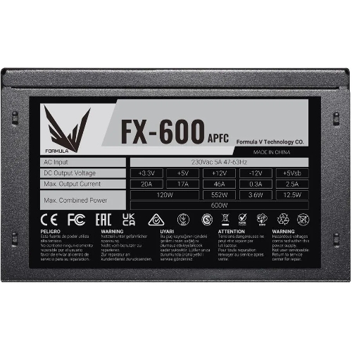 Блок питания Aerocool/Formula FX-600 RTL, 600Вт, 120мм, черный