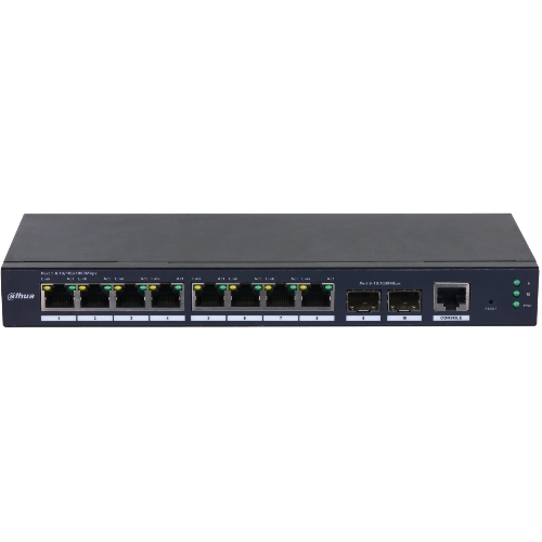 Коммутатор Dahua DH-SG4010-2F, 8×1 Гбит/с + 2×1 Гбит/с SFP, управляемый