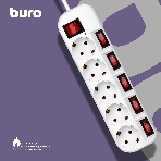 Сетевой фильтр Buro 500SH-1.8-SW-W 1.8 м, 5 розеток, белый, коробка