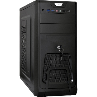 Компьютерный корпус Miditower ExeGate CP-603UB-UNS350 (ATX, БП UNS350 с вент. 12см, 2хUSB, аудио, черный)