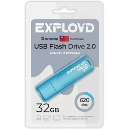 Флешка USB Exployd 620 Blue (EX-32Gb-620-Blue), 32Gb, USB 2.0, R/W 15/8, синий