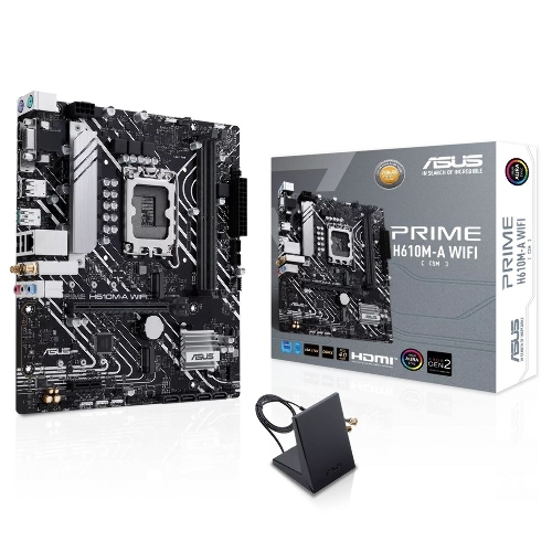 Материнская плата ASUS PRIME H610M-A WIFI, LGA 1700, Intel H610, 2xDDR5, 4xSATA, 2xM.2, 1xPCIe 4.0 x16, 1xDP, 1xHDMI, 1xVGA, 1x1Gb LAN, 1xUSB 3.2 Gen 2, 4xUSB 2.0, 3x3.5 мм, 7.1, mATX