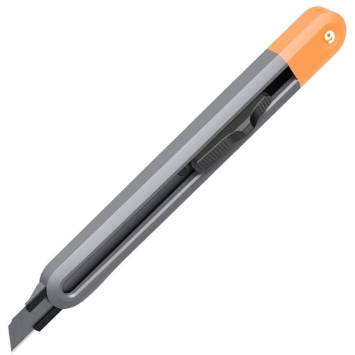 Технический нож Home Series Gray Deli HT4009C ширина лезвия 9мм, эксклюзивный дизайн, корпус из высококачественного софттач пластика