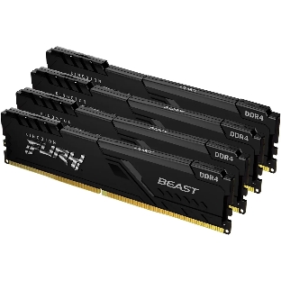 Оперативная память Kingston Fury Beast, DDR4, 64GB (4x16GB), 3200MHz, CL16, DIMM, с радиатором, черный