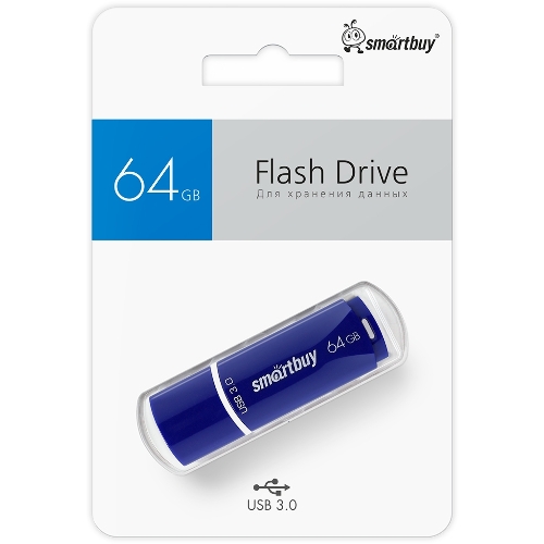 Флешка USB Smartbuy CROWN BLUE (SB64 GbCRW-Bl), 64 Gb, USB 3.0, R/W 75/25, синий