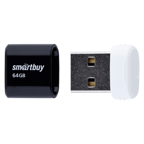 Флешка USB Smartbuy LARA Black (SB64GbLARA-K), 64Gb, USB 2.0, R/W 15/5, черный/белый