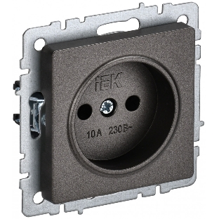 Розетка 1-местная IEK BRITE РС10-1-0-БрТБ без заземления, без защитных шторок, 10А, темная бронза