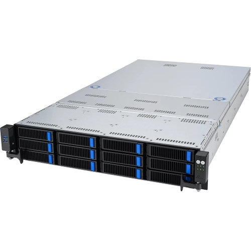 Серверная платформа ASUS RS720-E11-RS12U, 2U, 2 x LGA4677, 32 DIMM DDR5, 12=8 x NVMe/SAS*/SATA + 4 NVMe/SATA hs, 2 x M.2 slot, 2 x 10Gbe (X710) RJ45 port,Up to 8 slots PCIe 5.0, 1 x OCP 3.0, 1+1 1600W