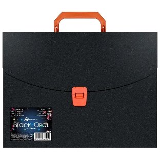 Папка-портфель Бюрократ Black Opal BLPP01OR 1 отделение, A4, пластик, 0.7мм, черный/оранжевый
