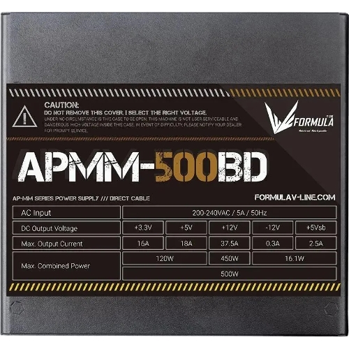 Блок питания Aerocool/Formula APMM-500BD, 500Вт, 80 PLUS Bronze, 120мм, черный