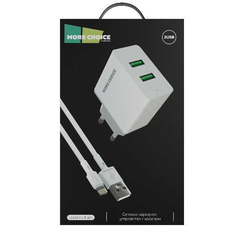 Сетевое зарядное устройство MORE CHOICE (4610196409028) NC11i СЗУ 2USB 2.4A для Lightning 8-pin белый