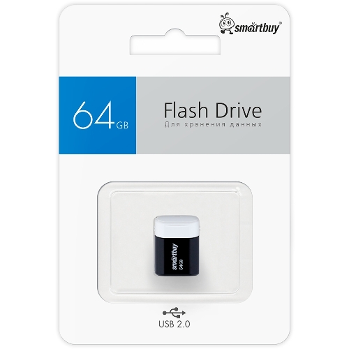 Флешка USB Smartbuy LARA Black (SB64GbLARA-K), 64Gb, USB 2.0, R/W 15/5, черный/белый