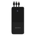 Портативный аккумулятор Maxvi PB10-09 10000 мАч, 2A USB + кабели: Type-C/Lightning/MicroUSB