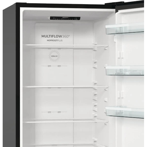 Холодильник Gorenje NRK6202EBXL4 черный матовый двухкамерный 235/96л морозилка снизу, No Frost