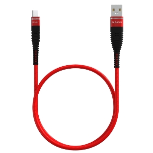Кабель Maxvi MC-05T red USB-A - Type-C, 2A ток макс. нагрузки 2А, макс. напряжение 5V; стандарт USB 2.0; длина 1м, оплетка TPU, металлические корпуса разъемов, цвет красный
