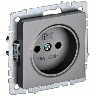 Розетка 1-местная IEK BRITE РС10-1-0-БрС без заземления, без защитных шторок, 10А, сталь