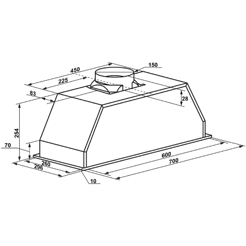 Вытяжка встраиваемая Maunfeld Crosby Light 70 нержавеющая сталь, 70 см, 800 куб. м/ч, 49 дБ