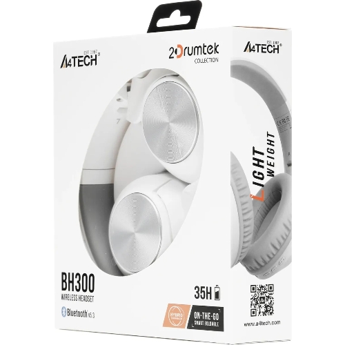 Гарнитура A4Tech 2Drumtek BH300 серебристый, беспроводная + проводная, Bluetooth, до 35 ч