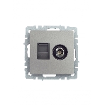 Розетка телевизионная двойная TV+RJ45 IEK BRITE РТВ/РК12-БрС кат.5E сталь