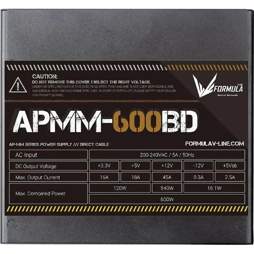 Блок питания Aerocool/Formula APMM-600BD, 600Вт, 80 PLUS Bronze, 120мм, черный