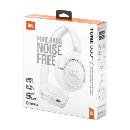 Беспроводные/проводные наушники JBL Tune 680NC белый, накладные, Bluetooth + проводной, адаптивное шумоподавление
